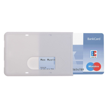 Protezione carta di credito bianca con foro per il pollice