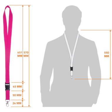Badge holder lanyard with detachable buckle pink