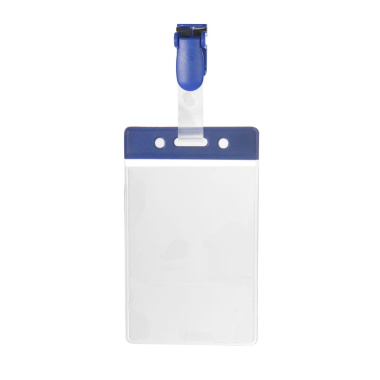 Portabadge per documenti identificativi verticale con bordo colorato e clip blu