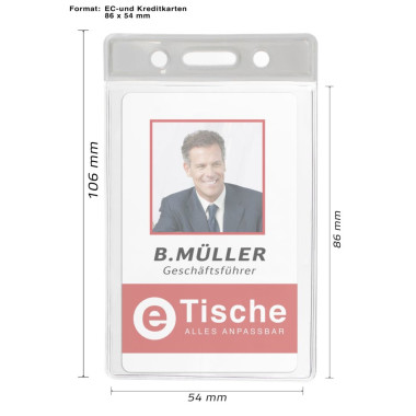 ID Badge Holder vertical with color top and Clip white