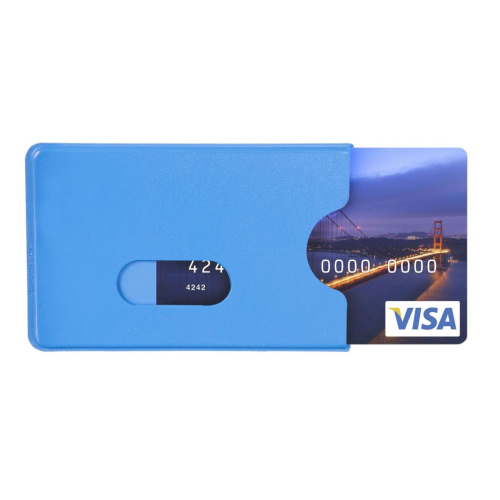 Card cover with thumb slide blue