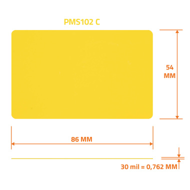 Tarjeta en blanco de PVC de color amarillo