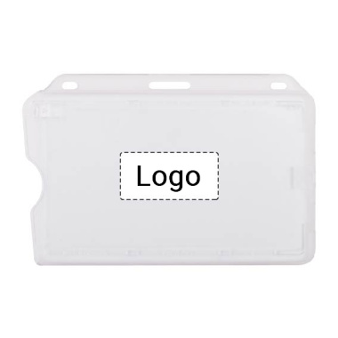 Logoprint wit voor badgehouders model 1 - horizontale uitlijning met duimschuif voor één kaart eenkleurige print in het midden standaard (>7 werkdagen)