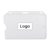 Logo print white for badge holders Model 1 - horizontal orientation with thumb slide for one card single colour print centre Standard (>7 working days)