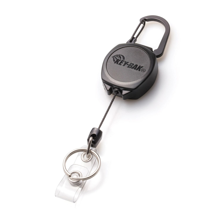 60cm Retractable Keychain Black Reel Id Card Holder Steel Pull Key Ring Cords O