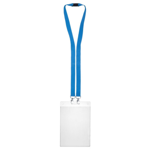 Porte badge a6 avec lanière à double mousqueton bleu clair