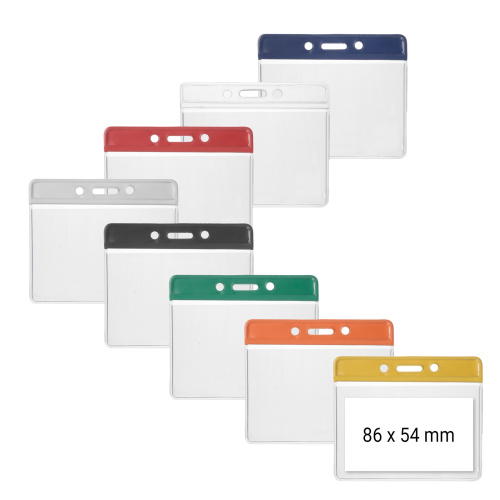 Portabadge per documenti identificativi orizzontale con bordo superiore colorato