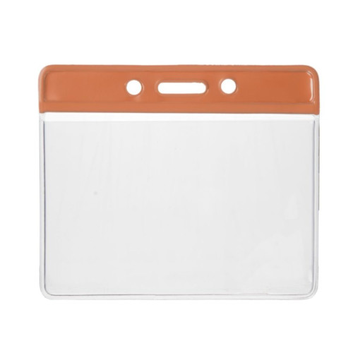 Portabadge per documenti identificativi orizzontale con bordo superiore colorato arancione