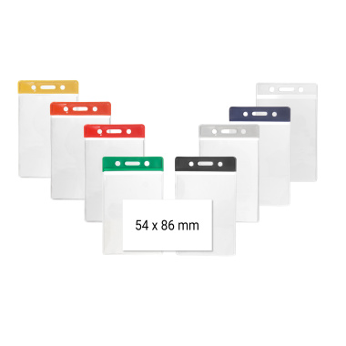 Portabadge per documenti identificativi verticale con bordo superiore colorato