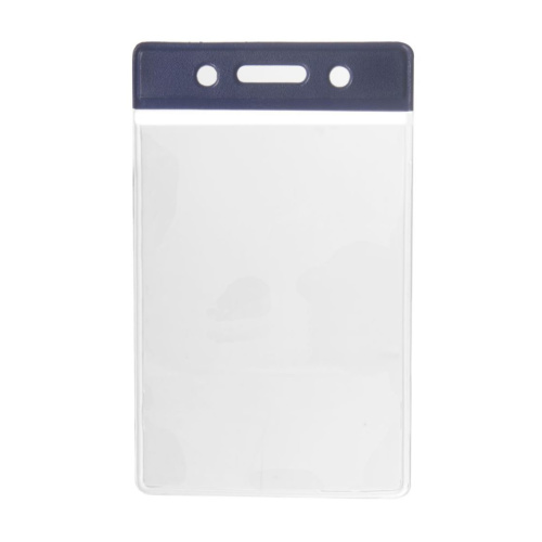 ID-kort/badgehållare, vertikal, med färgad överdel, blå