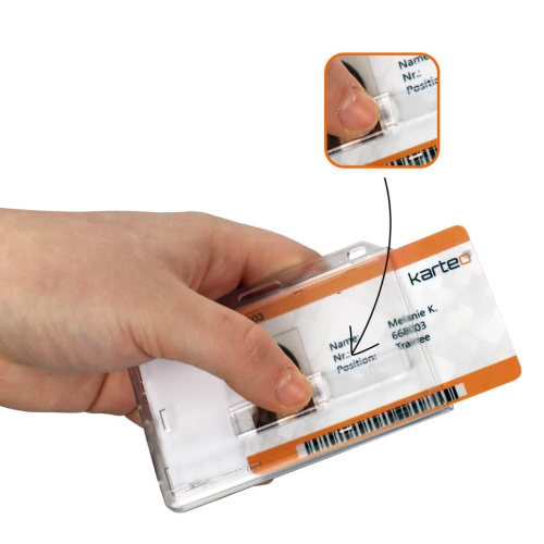 Lot de 20 porte-cartes d'identité en plastique transparent double face pour  l'école, le bureau et les réunions (horizontal)