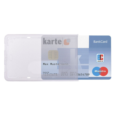 Protezione carta di credito trasparente con foro per il pollice