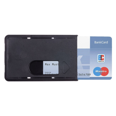 Protezione carta di credito nera con foro per il pollice