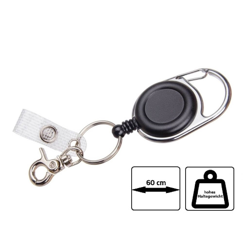 Lanyard avec mousqueton en métal pour cartes d’identification et cartes d’accès Porte-clé noir Karteo Lanière mousqueton et anneau porte-clé 