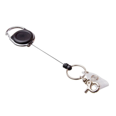 Carabiner badge reel with clip, clear vinyl strap and...