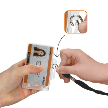ID card holder permanent locking horizontal