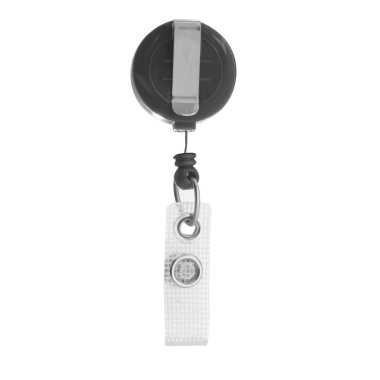 Porte-badge à bobine noir avec clip ceinture et autocollant