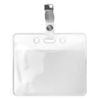 Portadocumenti identificativi orizzontale morbido trasparente con clip