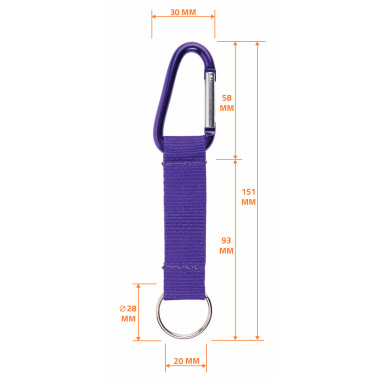 Carabiner short strap lanyard purple