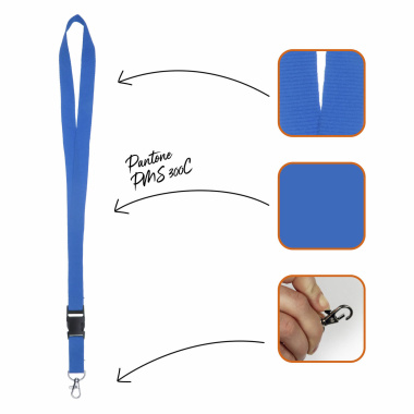 Lanière pour porte-badge avec boucle détachable bleu clair